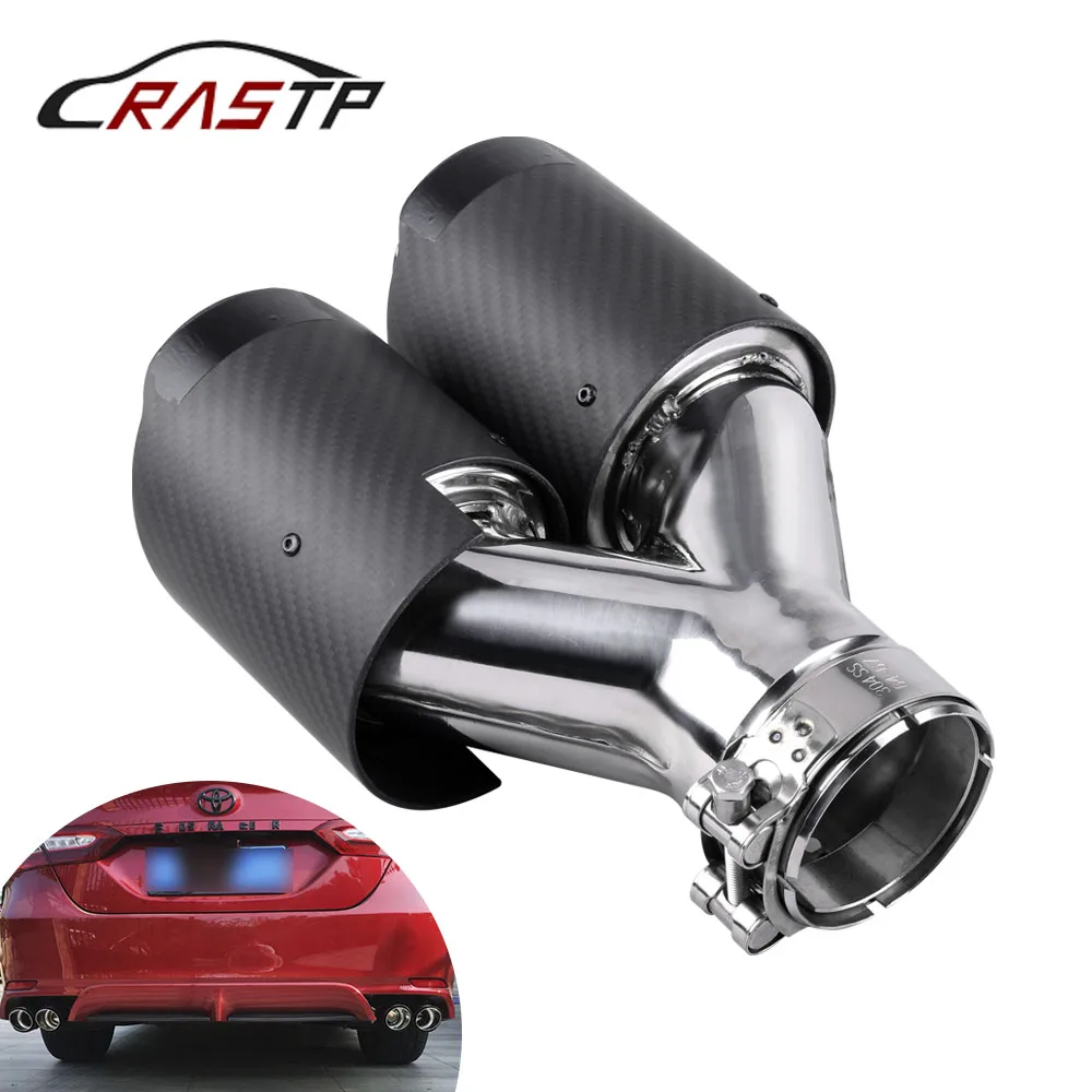 2X 63mm Inlet 89mm Outlet Car Exhaust Tip Carbon Fiber Exhaust Muffler Dual Tips