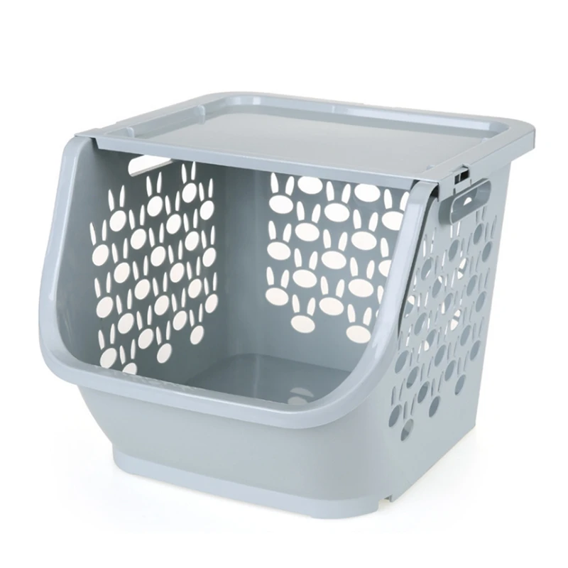 

Kitchen Storage Basket Plastic Multi-Functional Hollow Vegetables Fruit Racks With Cover Storage Basket For Organizers