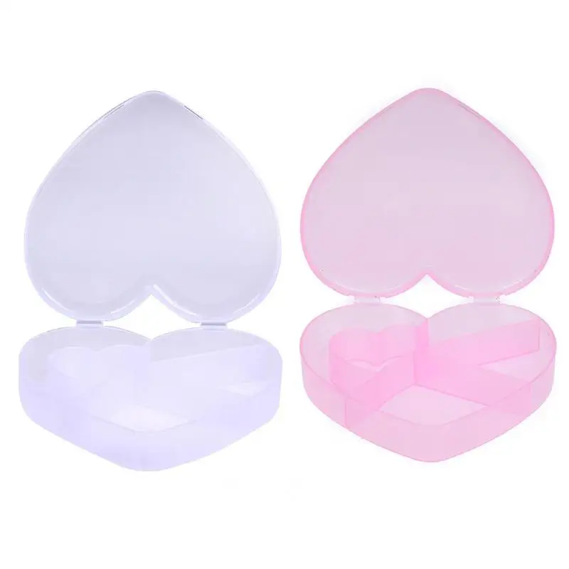 

5 Slots Heart Storage Box Plastic Case Home Organizer Jewelry Beads Boxes