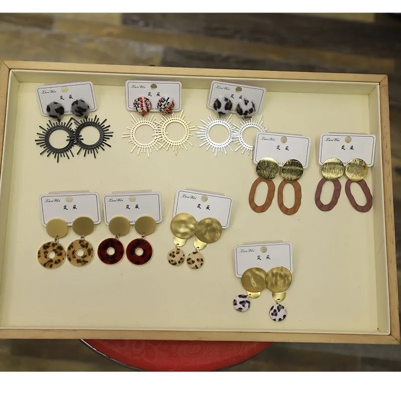 

Various styles geometric women's fashion leopard luxury jewelry bohemian earrings pendant acetate 2019 ladies gift gold wedding