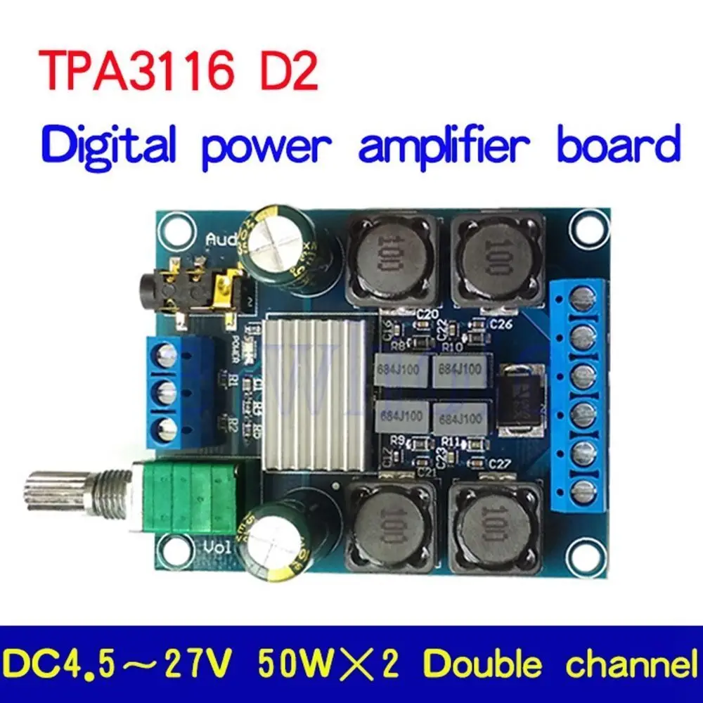 

TPA3116D2 50W+50W Digital Stereo Power Amplifier Audio AMP Board FOR 12V 24V CAR 50W*2 100W