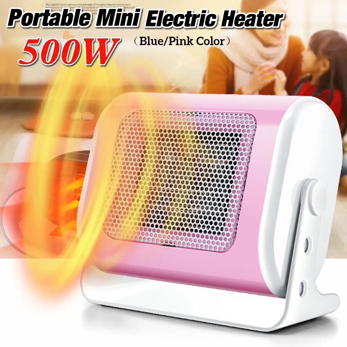 

500W Mini Portable Air Heater Stand Winter Desktop Electric Heater Fan Room Office Instant Heat Warm Machine Appliance Low Noise