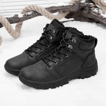

2019 New Men Hiking Shoes Rubber Sole Non-slip plush Outdoor Sport Shoes Hiking Shoes High-top Sneakers Walking Jogging Shoes