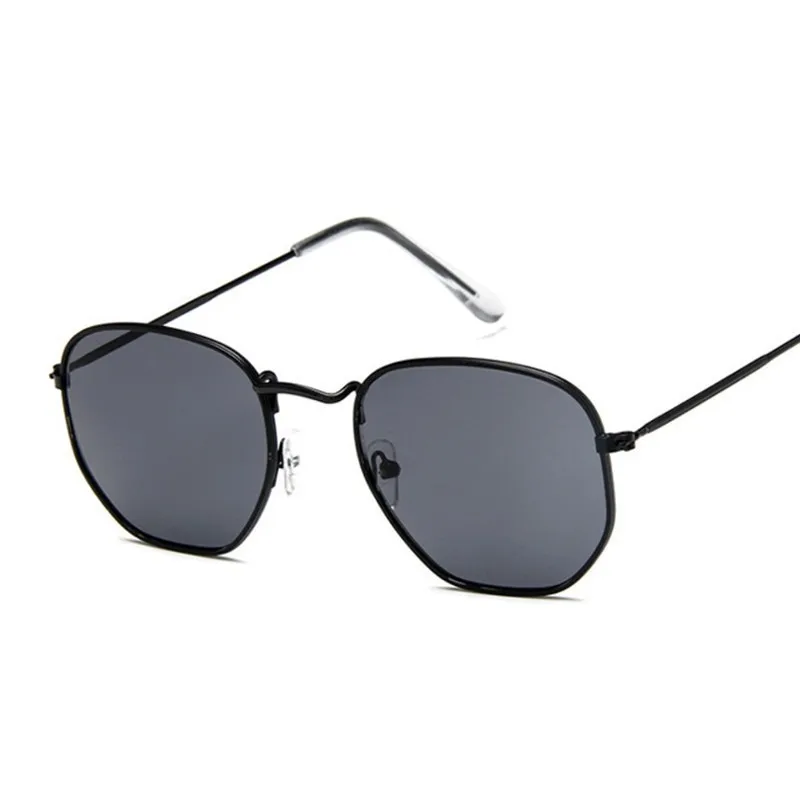 Hexagon Retro Metal Frame Sunglasses - Image 3