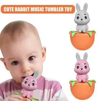 

Baby Tumbler Teether Music Children's Early Education Brain Toys Pink Gray Rabbit Shape Teether
