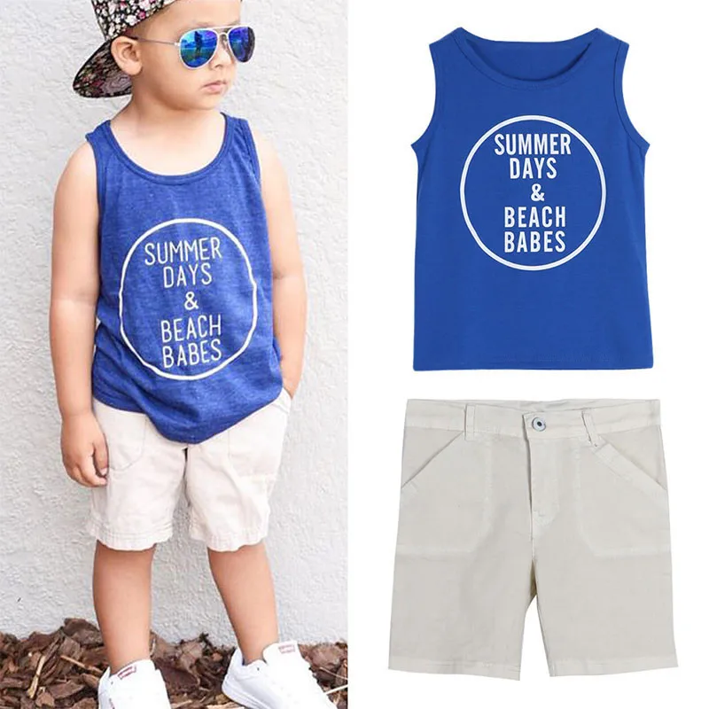

Infant Clothes Toddler Summer Baby Boys Letter Print Clothing Set Children Sport Kid Suits Tracksuits Cotton Vest + Pants