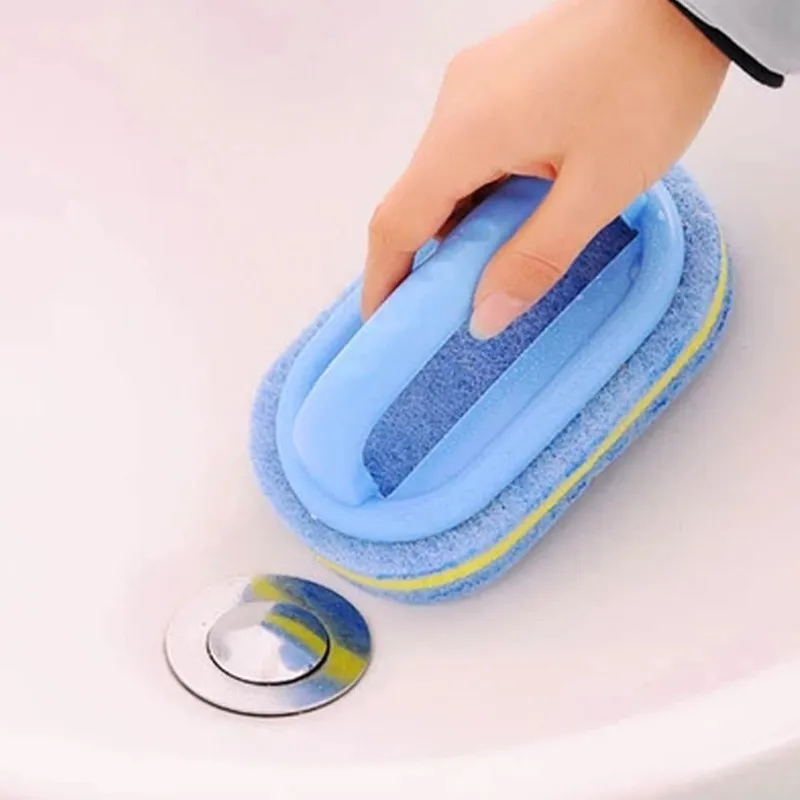 

Handheld Plastic Cleaning Bath Brush Sponge Brush For Kitchen Bathroom Toilet Kitchen Glass Wall Bath Bottom Cleaning