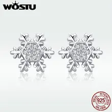 WOSTU оригинальные новые 925 пробы Серебряные Элегантные серьги-гвоздики со снежинками для женщин бренд S925 Серебряные модные ювелирные изделия DAE009