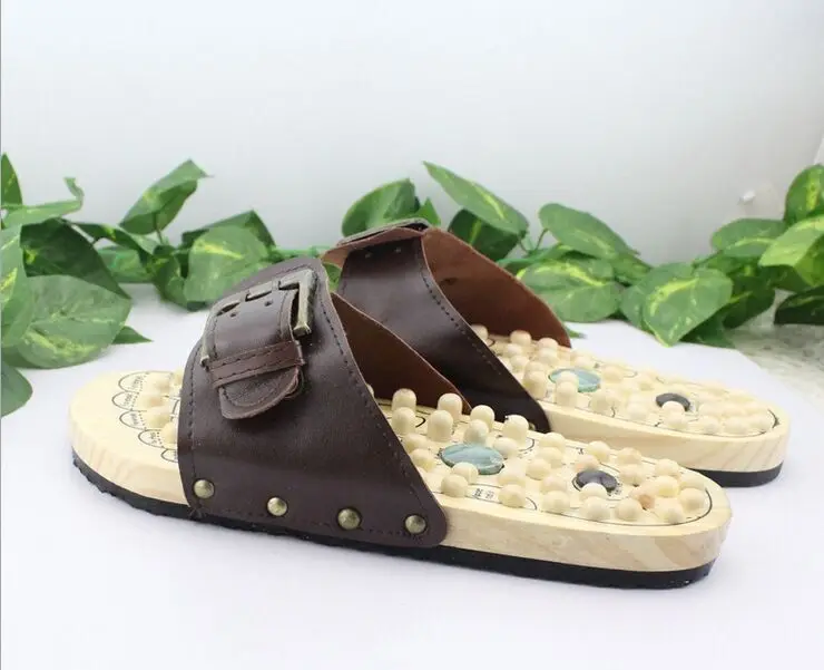 Health care Wooden base acupunture foot massage slippers natural stone acupoint massage slippers Health care Wooden base acupunture foot massage slippers natural stone acupoint massage slippers