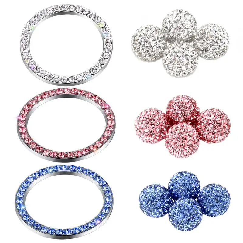 

4 Pack Car Valve Stem Caps Handmade Crystal Rhinestone Universal Tire Valve Dust Caps Auto Start Ignition Button Key Accessories