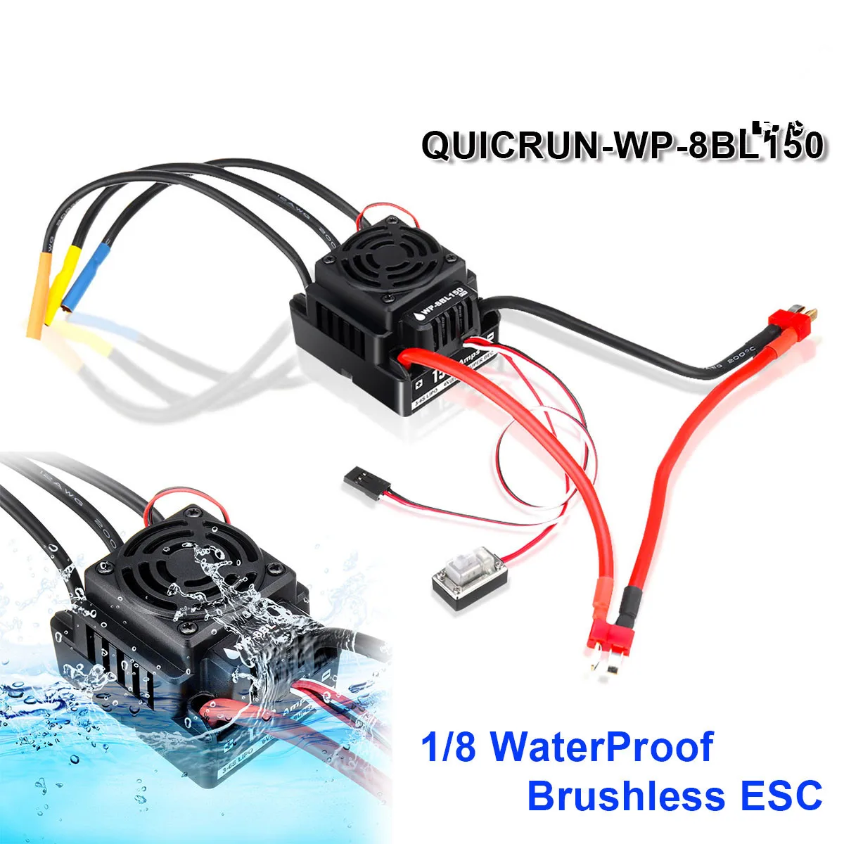 

Sensorless Brushless Waterproof 150A ESC for 1/10 RC Car Truck