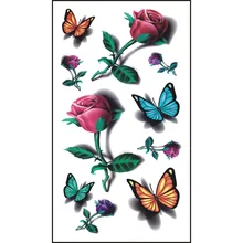 Водостойкие Временные татуировки бабочки цветы волна горы Вспышка татуировки наклейки боди-арт для мужчин Переводные татуировки рукава