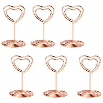

20pcs Mini Place Card Holders Table Number Stands Table Card Holder Wire Table Picture Photo Holder with Heart Shape Menu Memo
