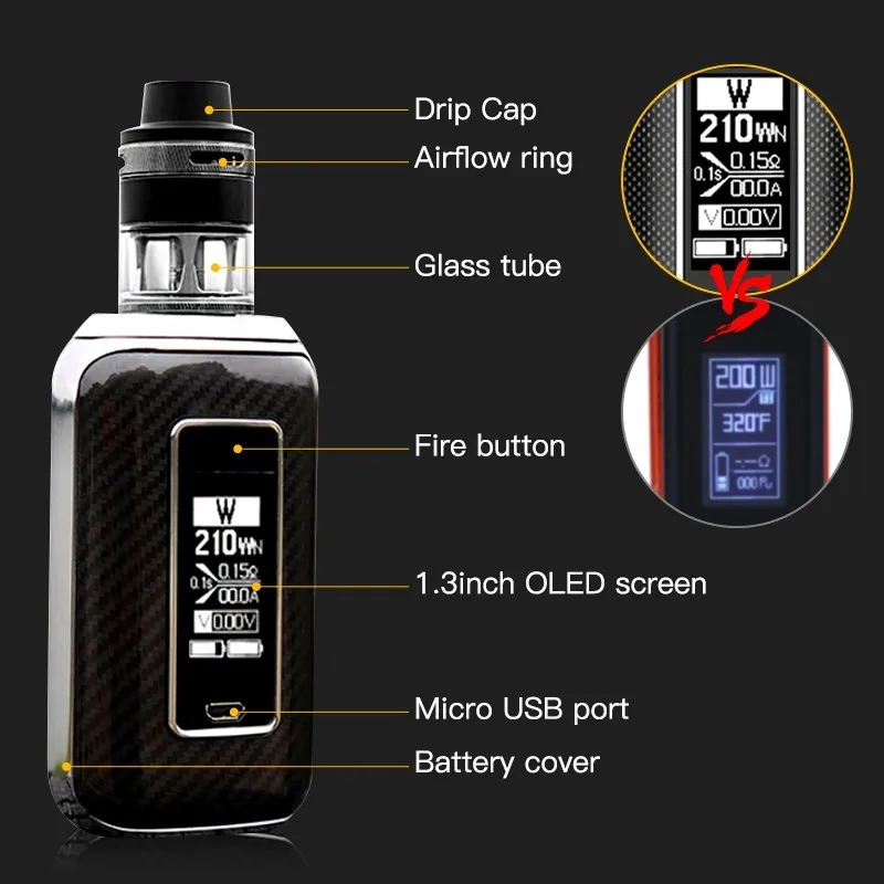 Billig E zigarette Vape Zigarette Aspire SkyStar Revvo kit 3,6 ml Tank Zerstäuber Verdampfer 0,1 0,16 ohm ARC spule 210W Box Mod Vaper e Cigs