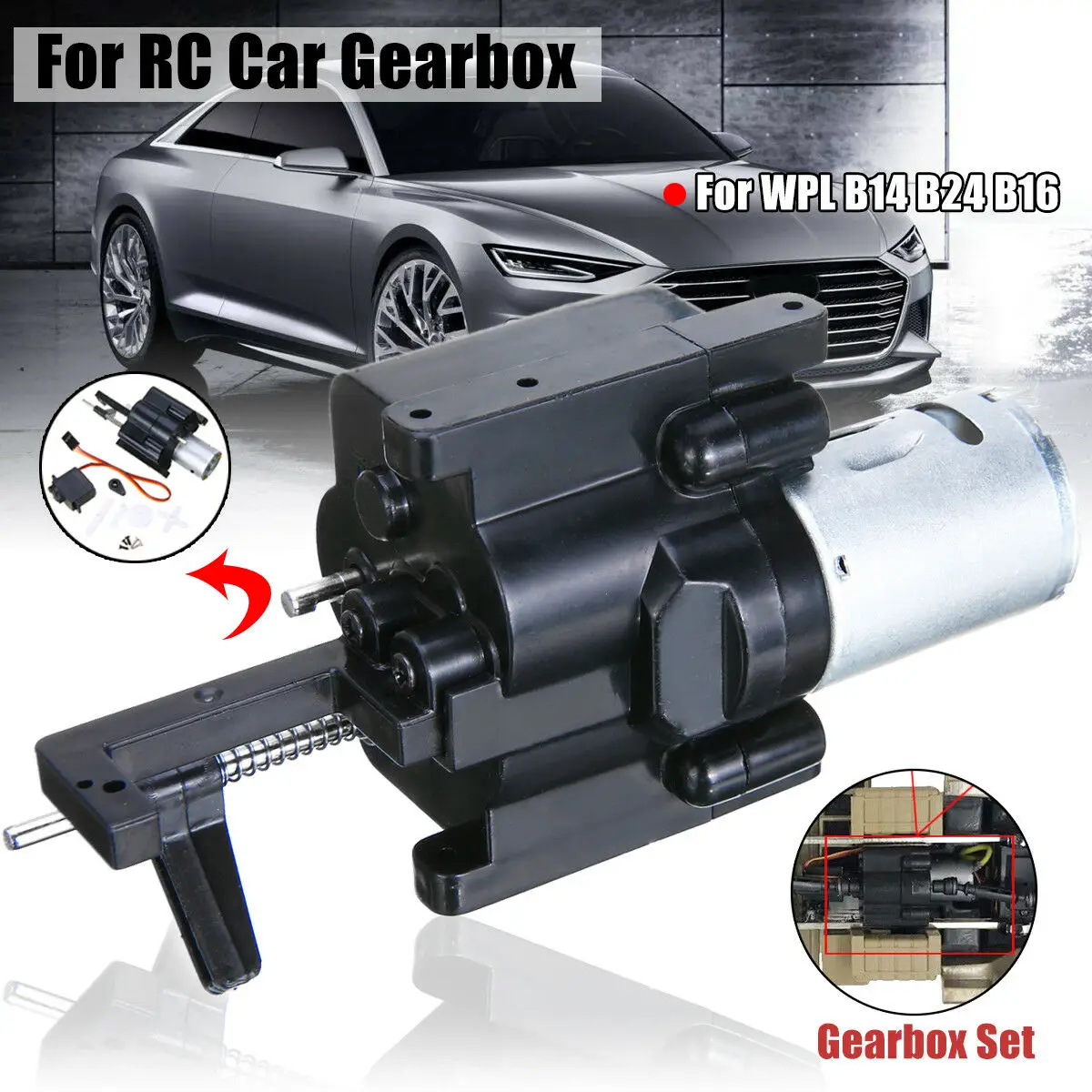 

RC Speed Change Gear Box w/ Motor and Servo For WPL B14 B24 B16 C24 1/16 RC Crawler Military RC Truck Parts Accessories