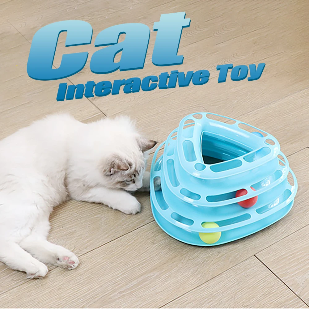 

Cat Interactive Toy carno Cat Track Tower 3 Level Towers Tracks Roller Kitten Play Disc Cat Interactive Toy for Pet Exercise