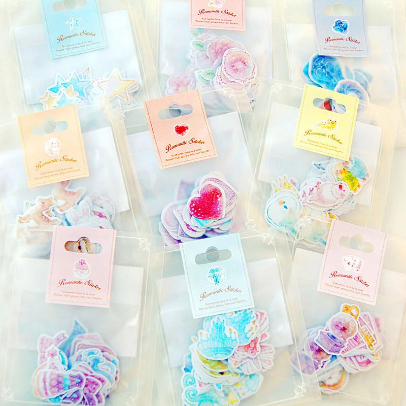 

70 pcs/lot(1 bag) DIY Cute Kawaii Romantic Heart Star Crafts and Scrapbooking Sticker For Decoration Home Stickers