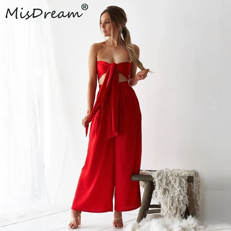 

MisDream Two Piece Set Top And Pants Multiway Wrap Convertible Boho Club Red Women Set Bandage Party Bridesmaids 2 Piece Set