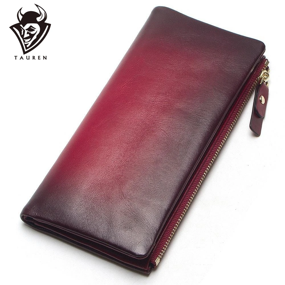 2019 New Arrival Women Wallet Genuine Leather Vintage Female Day Clutches Long Design Clutch Two ...