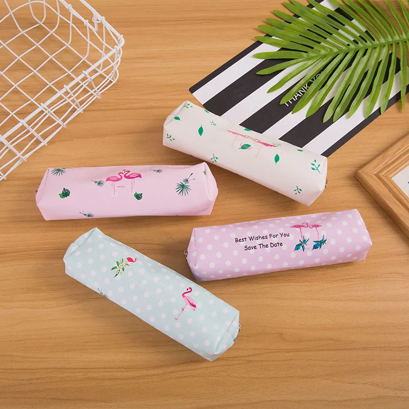 

Kawaii Pen Case Cute Flamingo Pencil Case High Capacity PU Pencil Pouches For Kids Girls Gift School Office Supplies Stationery