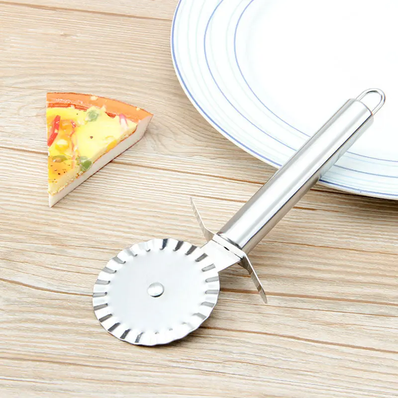 Vacclo New Stainless Steel Double Roller Pizza Knife Cutter Pastry Pasta Dough Crimper Round Hob 20.5cm Lace Wheel Kitchen tools