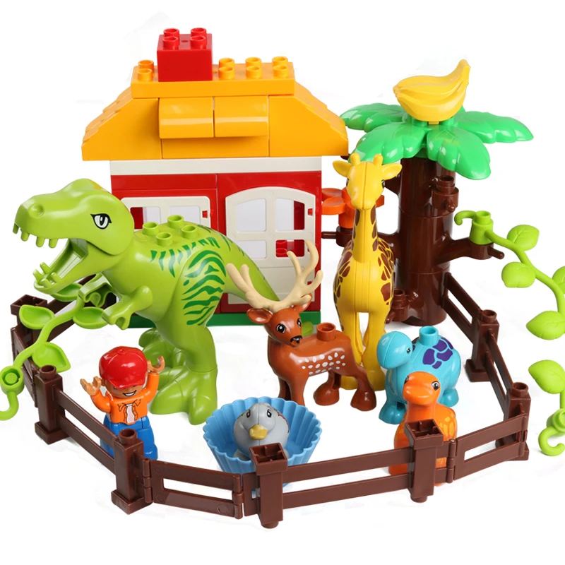 

Big Size Duploe Building Blocks Toys Compatible Legoed Duplo Panda Animal Educational Anime Blocks Dinosaur Toys For Children
