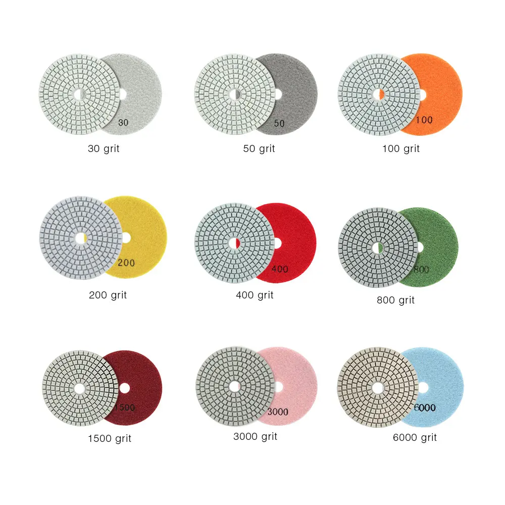 15 шт. Алмазные полировальные колодки Влажные шлифовальные диски для гранита, мрамора, бетона, камня, полировки