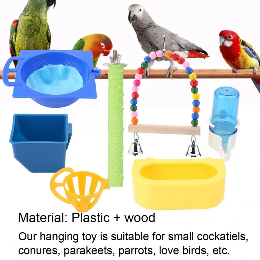 7 шт./компл. попугай птица игрушки из натурального дерева для попугаев, для кусания игрушки Аксессуары для птичьей клетки Висячие игрушки