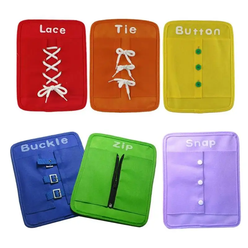6pcs Baby Early Learning Kits Basic Life Skills Toys Learn To Dress Boards Early Learning