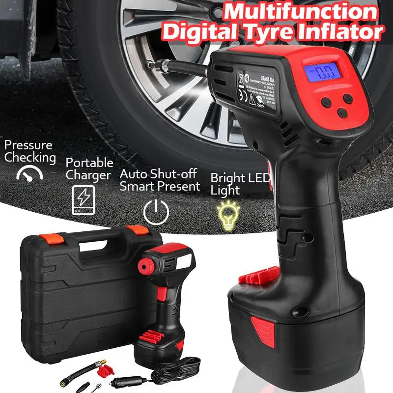 

12V Emergency Air Compressor Cordless Portable Compressor Electric Inflator Portable Hand Held Pump with Digital LCD Car Styling