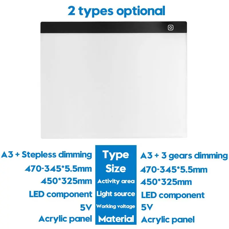  Portátil A3 dibujo Digital tableta gráfica LED caja de luz de seguimiento de tablero de copia de pi