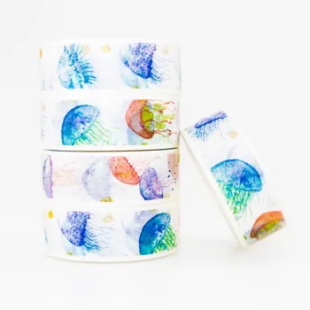 

Colored Jellyfish Washi masking tape sticky color decorative tape set DIY decoration office stationery scrapbook 1PCS