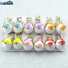 12 шт./лот, цветные мини-птицы 2,5*5 см из пены, Искусственные Птицы, ручная работа, для дома, скрапбукинг, фестиваль, Рождественское украшение