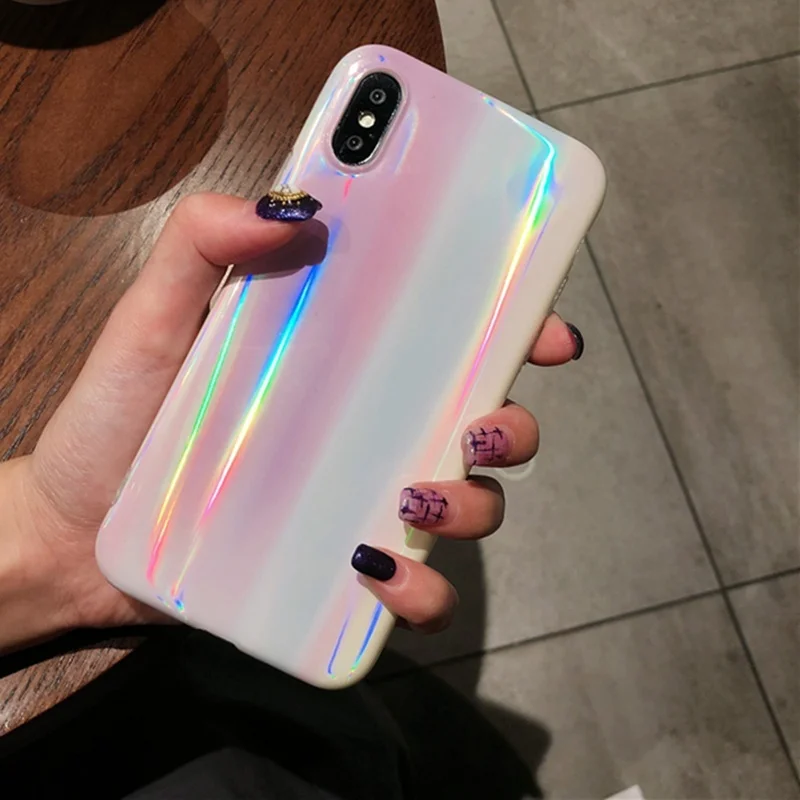 

Colorful Laser Tide Brand Phone Case for iPhone X Xs Max XR Soft TPU Aurora Protector Back Cases for 8 7 6 6s Plus
