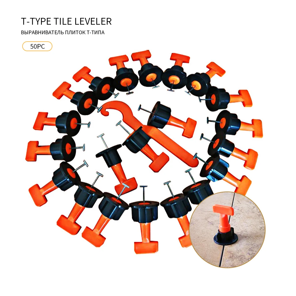 

50PCS Floor Levelers Floor Tile Tool Reusable For Bricklayer Leveler Plastic Clip Adjustable Locator For Tiles Leveling System