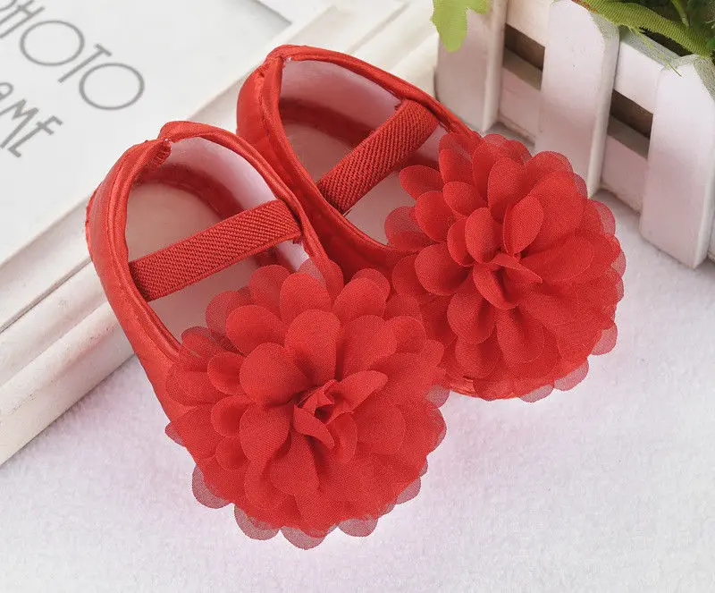 Newborn Infant Kids Baby Girls 0-18M Cribs Causal Shoes Flowers Cotton Slip On Soft Sole Shoes 2 Colors