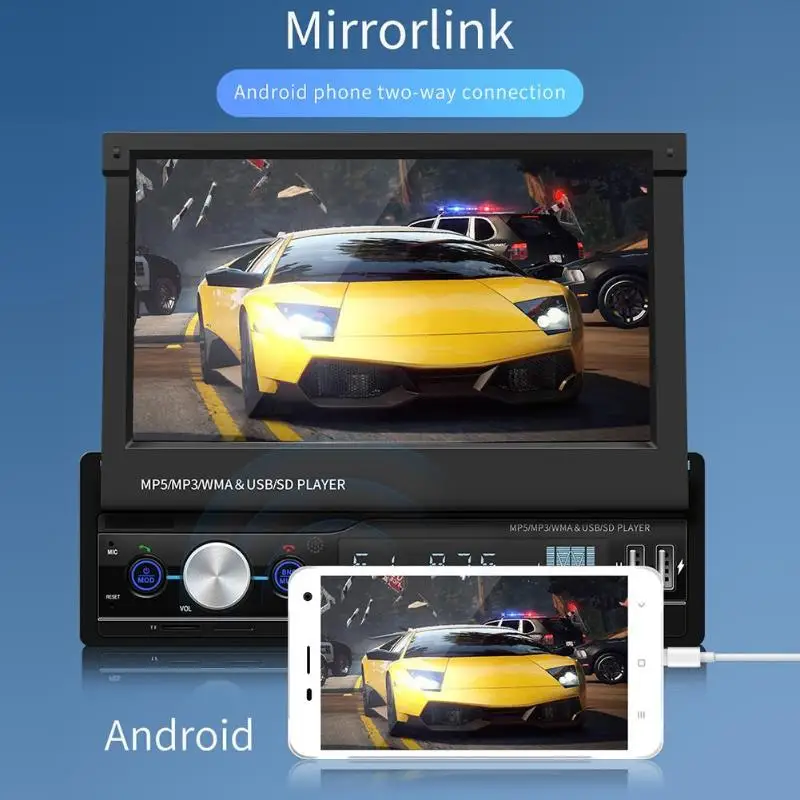 

T100G 7 Inch Car Stereo MP5 Player RDS FM AM Radio Bluetooth 4.0 USB AUX Head Unit Better Bluetooth Microphone GPS Vehicle MP5
