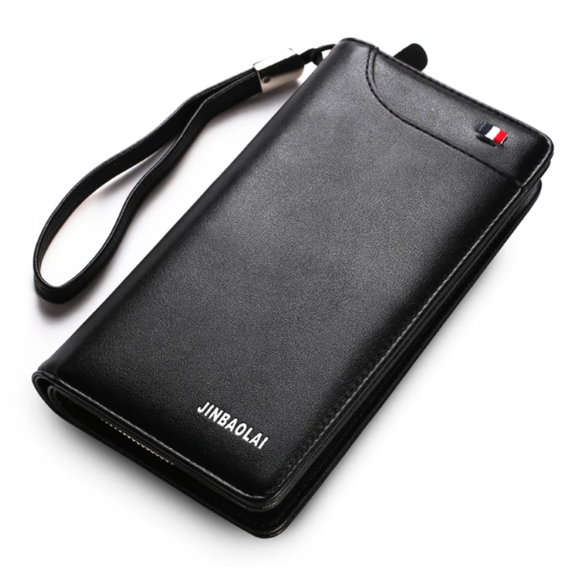 

JINBAOLAI Luxury Brand Men Long Wallets Card Holder Design Coin Purse Clutch PU Leather Zipper Wallet Multi-function Wallet