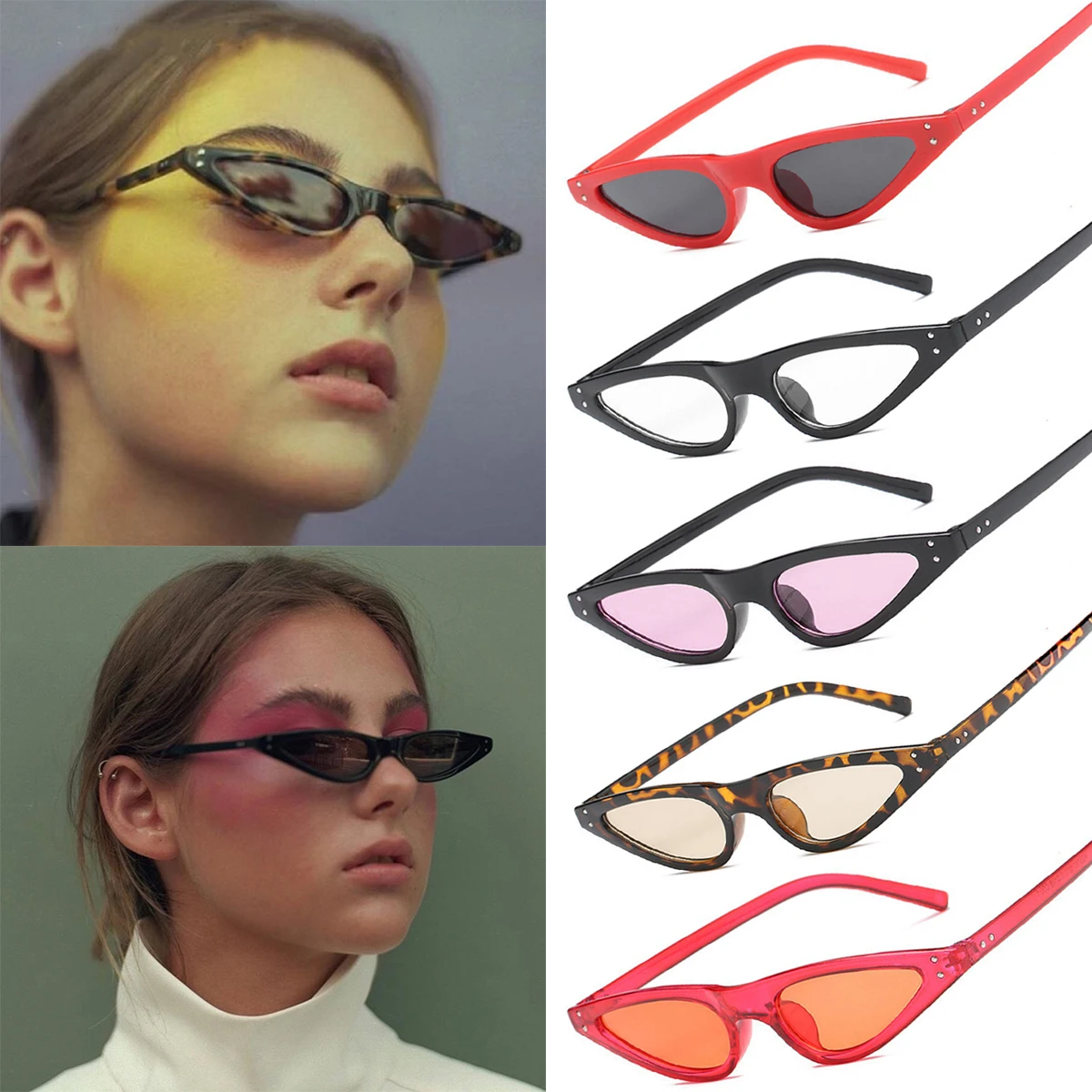 

New Women Unique UV Protection Sunglasses Fashion Water Drops Shape Small Eyeglass Frames lunettes de soleil