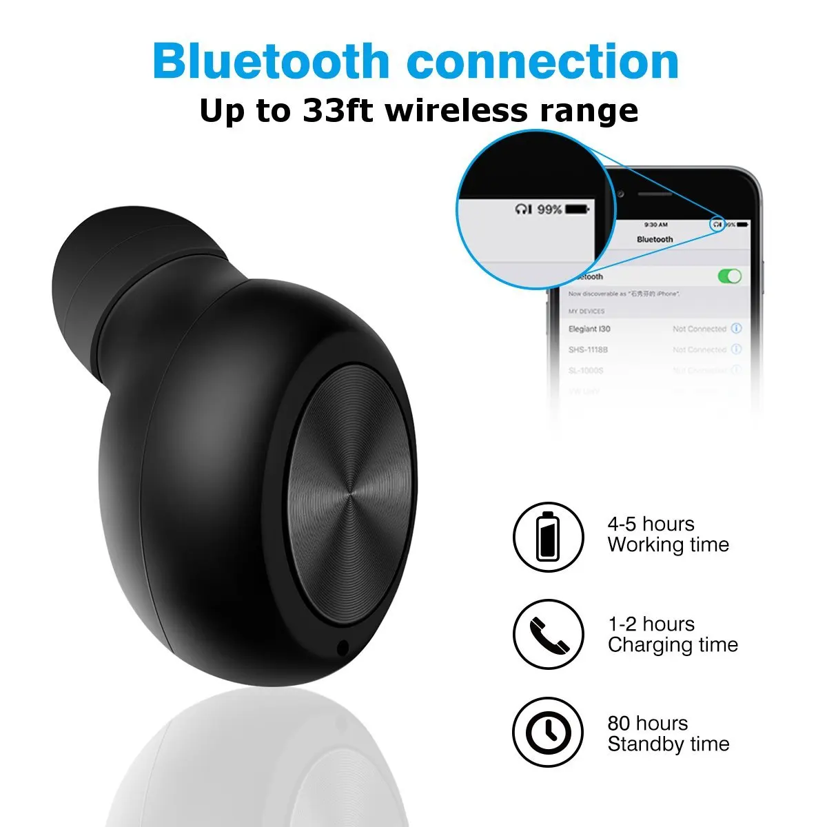 ELEGIANT S10 Магнитный Bluetooth невидимые наушники вкладыши телефонные звонки в режиме