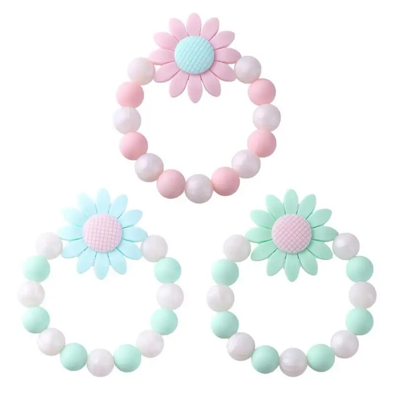 

Baby Nursing Bracelets Elastic Silicone Teether Beads Teething Rattles Toys Flower Baby Teether Bracelets Nursing Toys Gifts