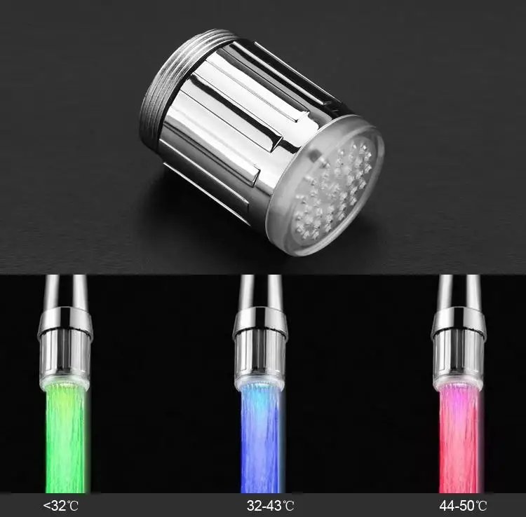 

New LED Light Water Faucet Temperature Sensing Color Changing LED Light Water Faucet Tap Kitchen Bathroom Hardware Attachment