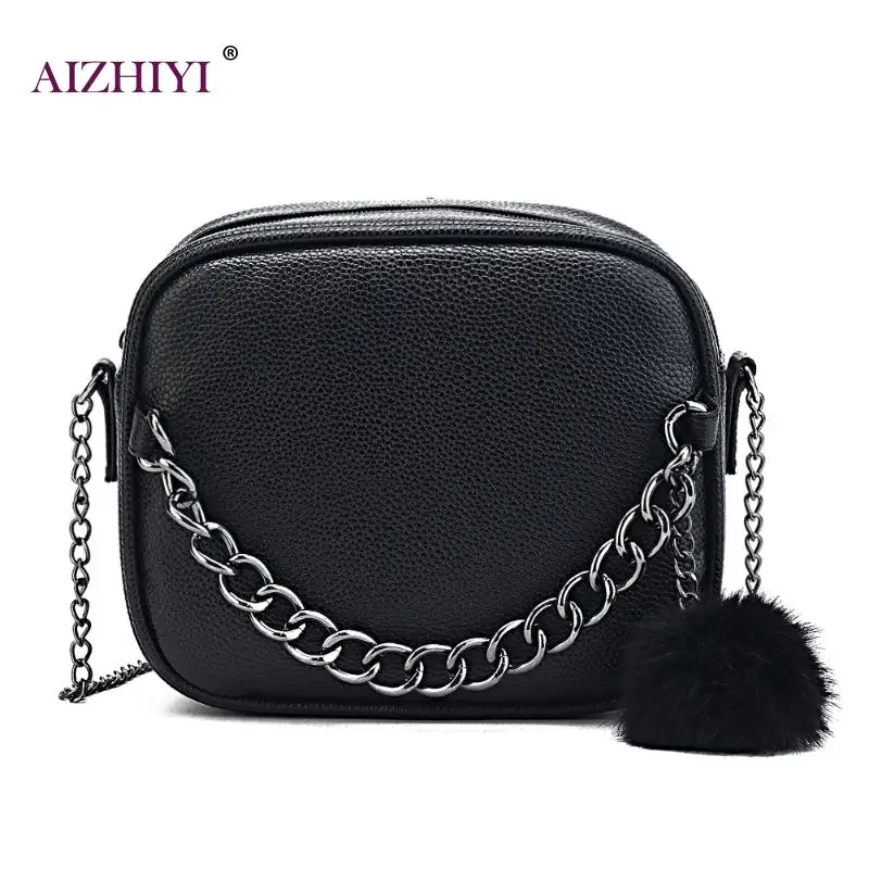

Small Designer Chain Women Bag Leather Handbag Messenger Bag PU Shoulder Crossbody Bag with Plush Ball Toy Bolsa torebki damskie