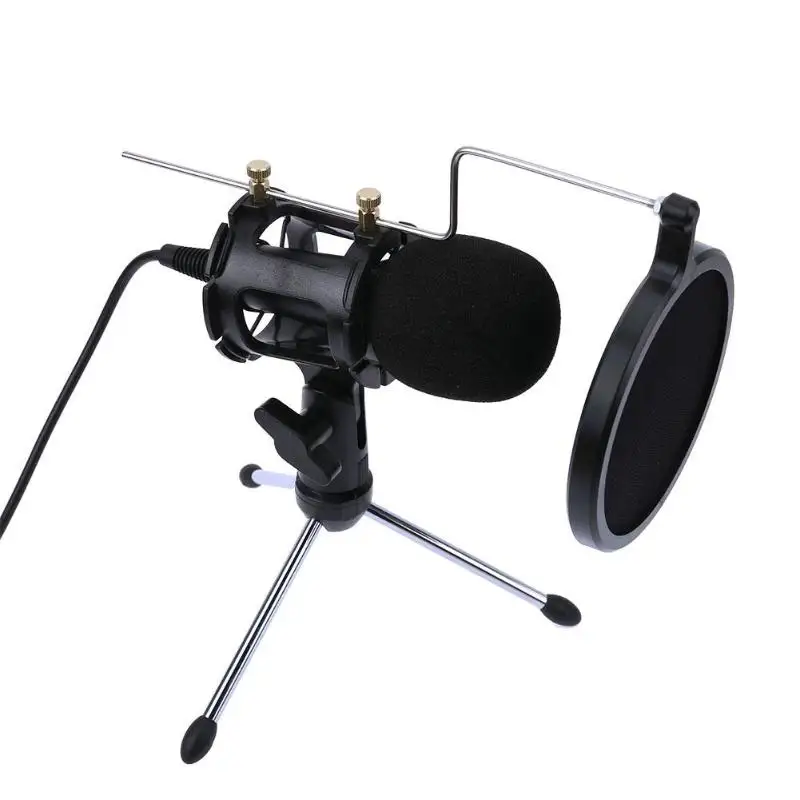 

PC-03 5V Portable Desktop Microphone Professional Adjustable Desktop Condenser Microphone With Stand Holder Tripod Set