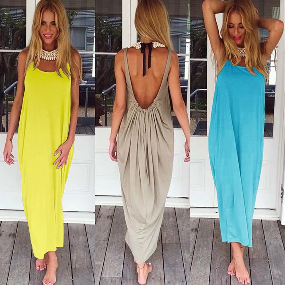 Женское платье с открытой спиной Vestido boho летнее большого размера плюс вечерние