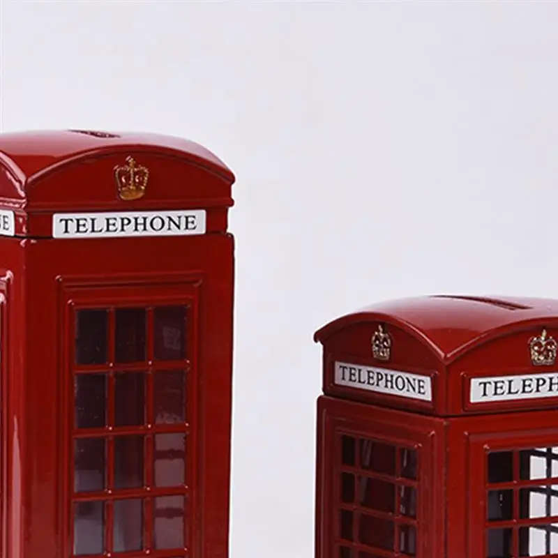 Красная телефонная будка из сплава в британском английском и лондонском стиле, банка для хранения монет, копилка, красная телефонная будка, коробка 140x60x60 мм, крючки