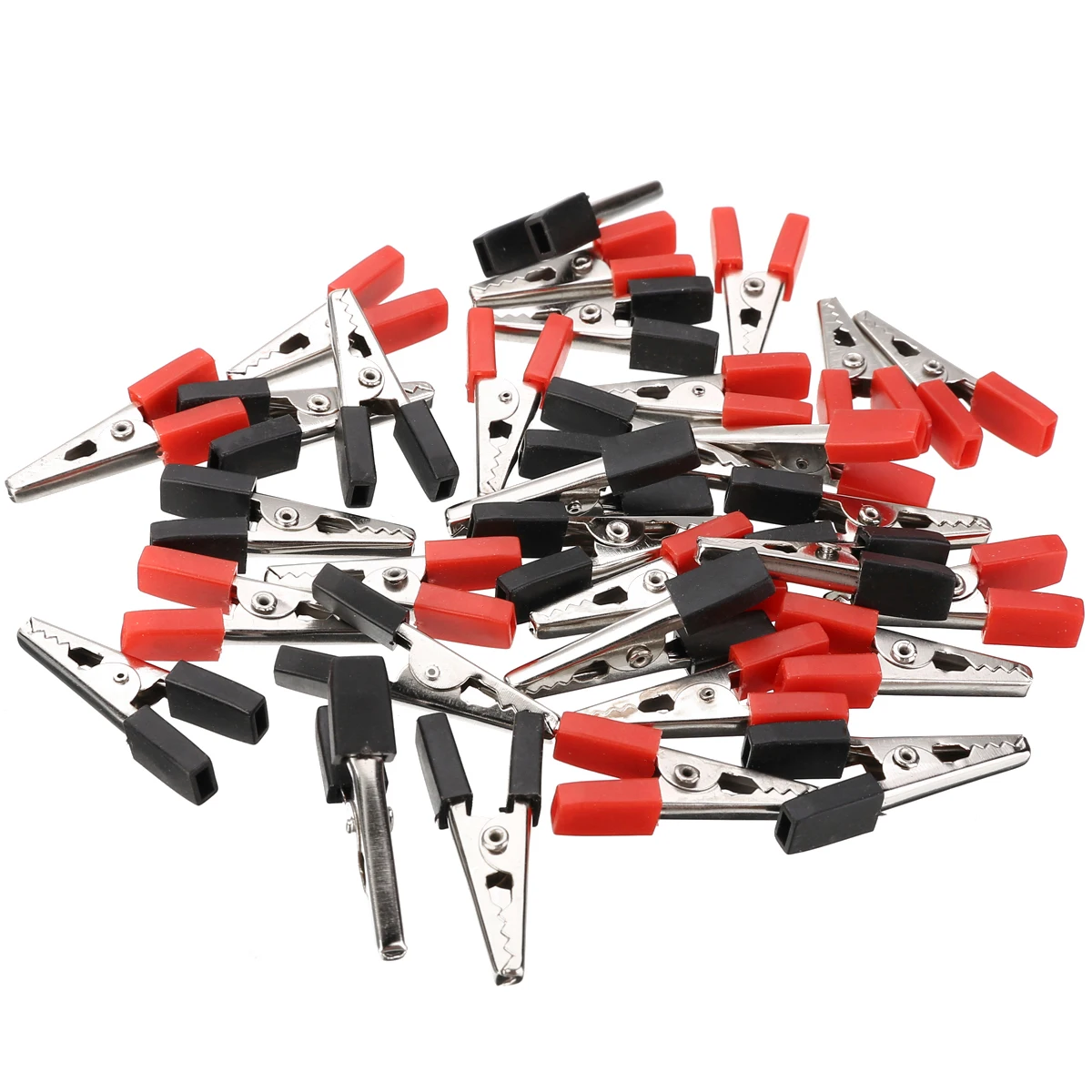 

Mayitr 32pcs/lot Insulated Alligator Clip Crocodile Electrical Clamps Plastic Handle for Cable Lead Testing Red+Black