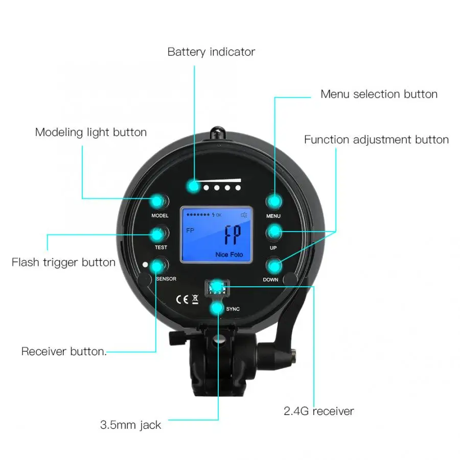 Для NiceFoto nflash400 5500K 600W GN68 высокоскоростной 2 4G 1/8000S Беспроводная вспышка
