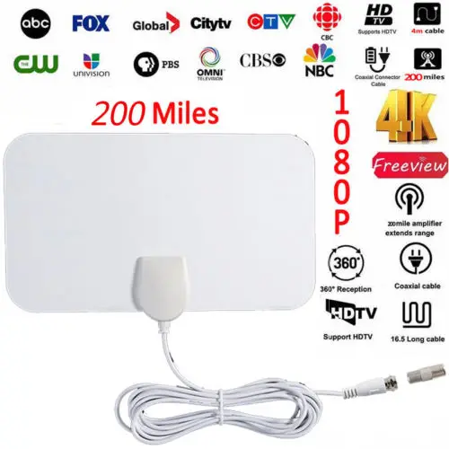 

HDTV Antenna Digital HDTV Indoor Freeview Antenna with TV Aerial Amplifier 200 Mile Range-Thi 20A29