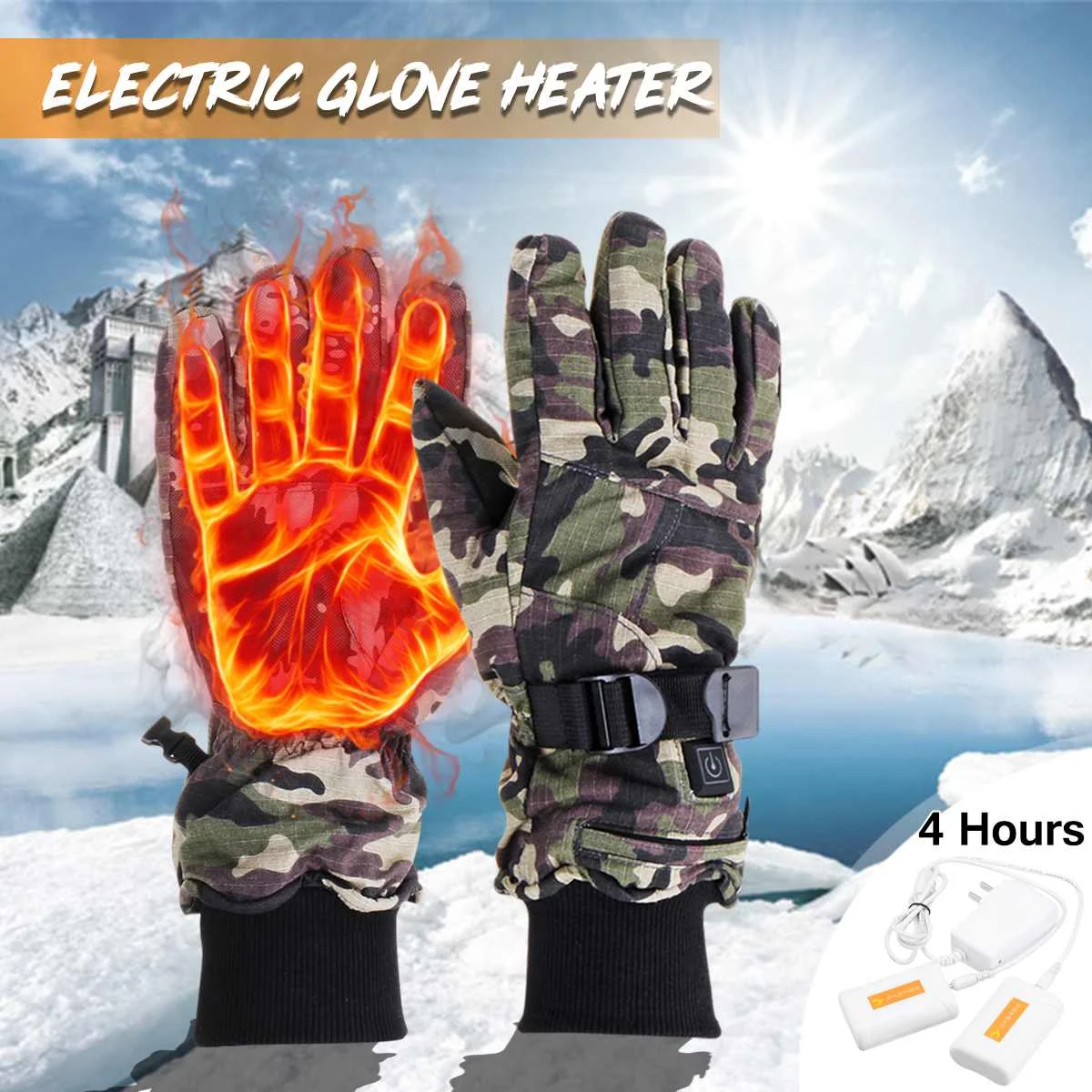 

1pair Electric Heated Gloves Warmer Electric Thermal Lithium Battery Heating Screen Cycling Motorcycle Bicycle Ski Gloves